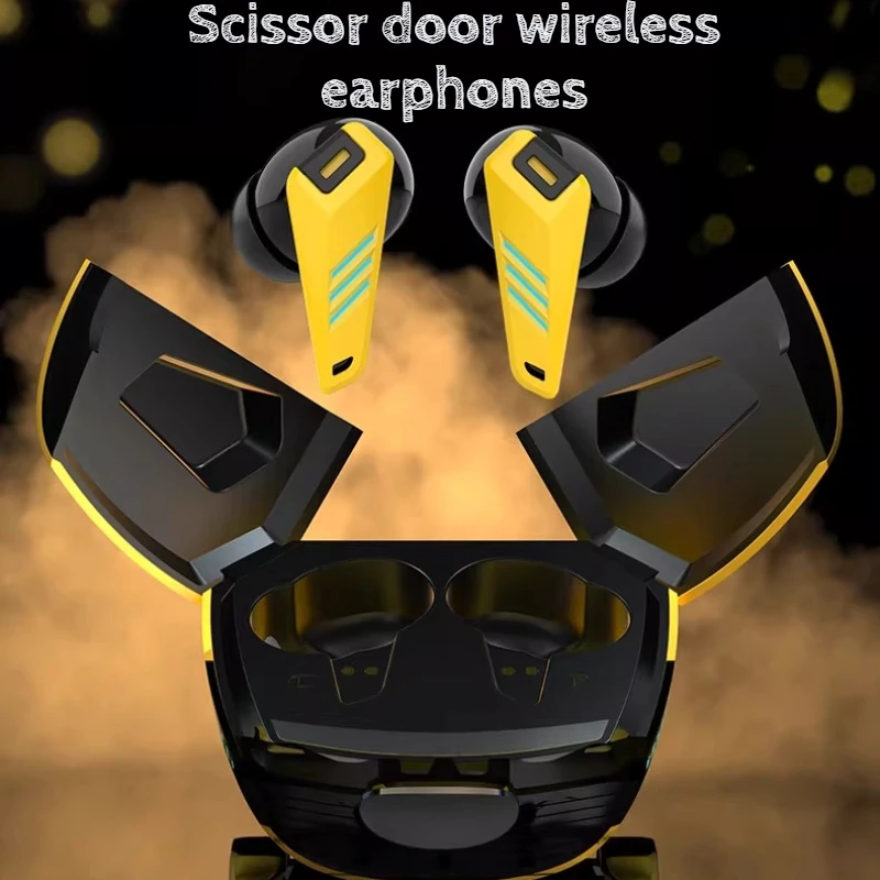 

Hot Selling YX07 Bluetooth Earphones Custom Creative Sports Scissor Door Design Low Latency Esports Wireless Gaming Earphones