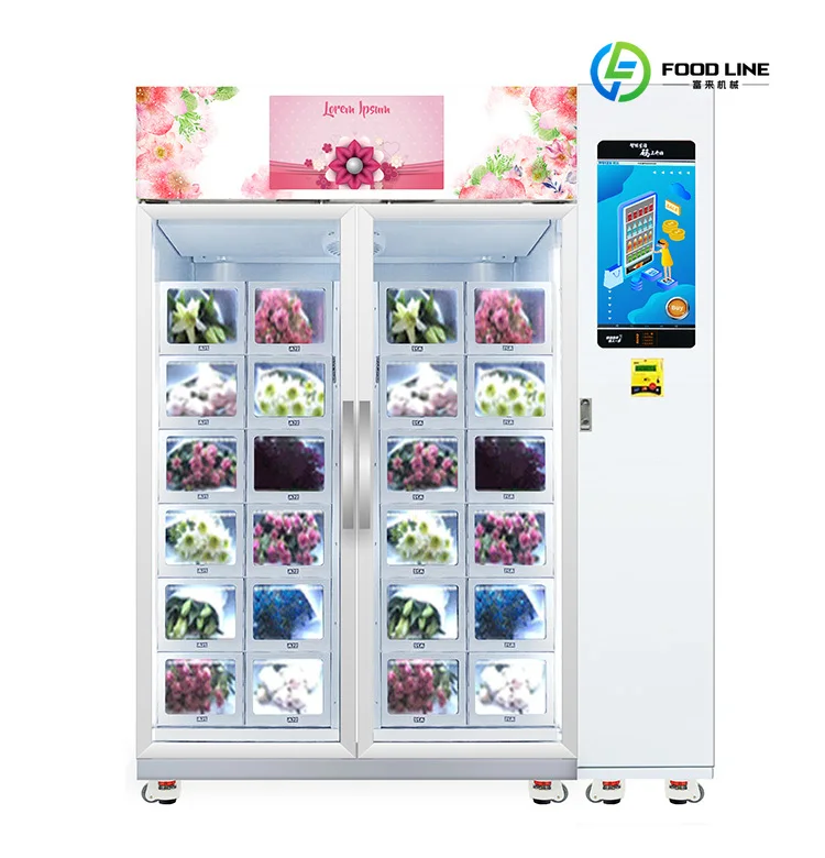 Flower Vending Machine Bouquet Storage Locker Smart Vending Frozen Cashless Payment Customized