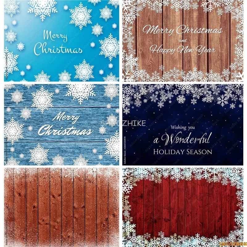 

SHUOZHIKE Christmas Theme Photography Background Snowflake Wood Plank Portrait Backdrops For Photo Studio PropsTU-02