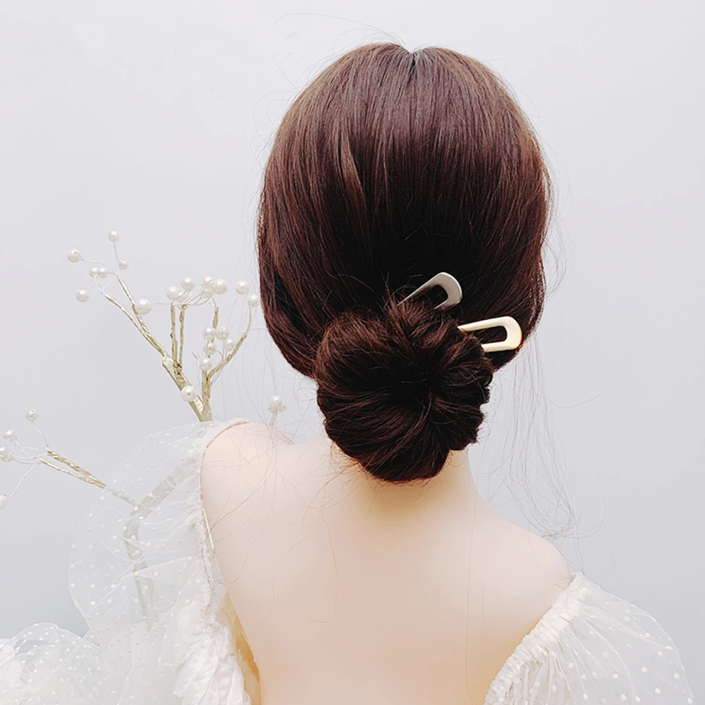 Fashion Hair Accessories Metal U Shape Hair Stick For Women Silver Gold Color Elegant Shell Enamel Hairpin Female Headwear Gifts