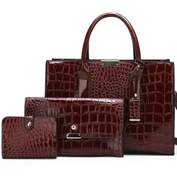 Casual tote sac vintage crocodilo padrão de couro patente bolsas luxo marca designer grande capacidade ombro saco do mensageiro