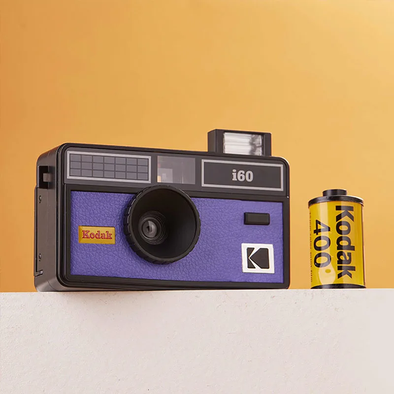 Kodak I60 Fool Film Camera Retro 135 Film Camera Idiot Machine Non jetable caméra sangle Flash (jaune et violet) pour les cadeaux