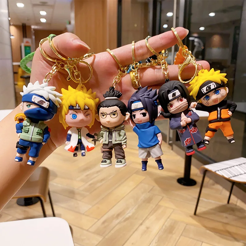 Llavero con colgante de figura de Anime de Naruto, Uzumaki, Hyuga, Hinata, Kakashi, muñeca de dibujos animados, regalo pequeño, nuevo