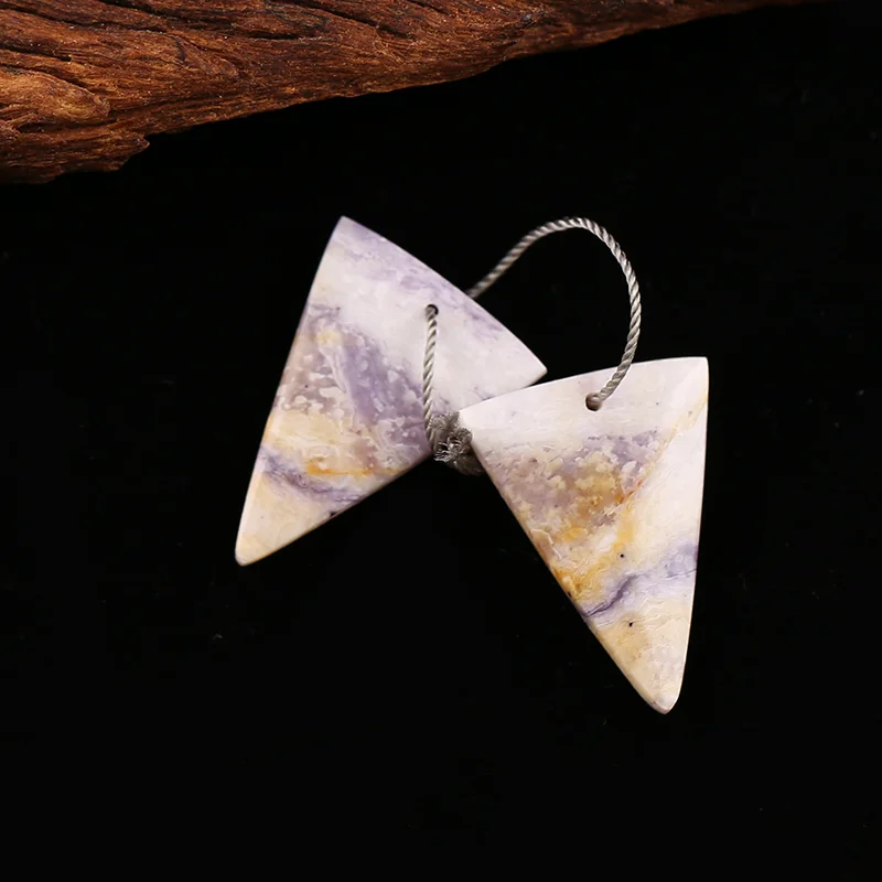 AAA+Artisan-Crafted Handmade Jewelry Double Hole Natural Stone Tiffany Jasper Drop Earring Bead Accessories For Women