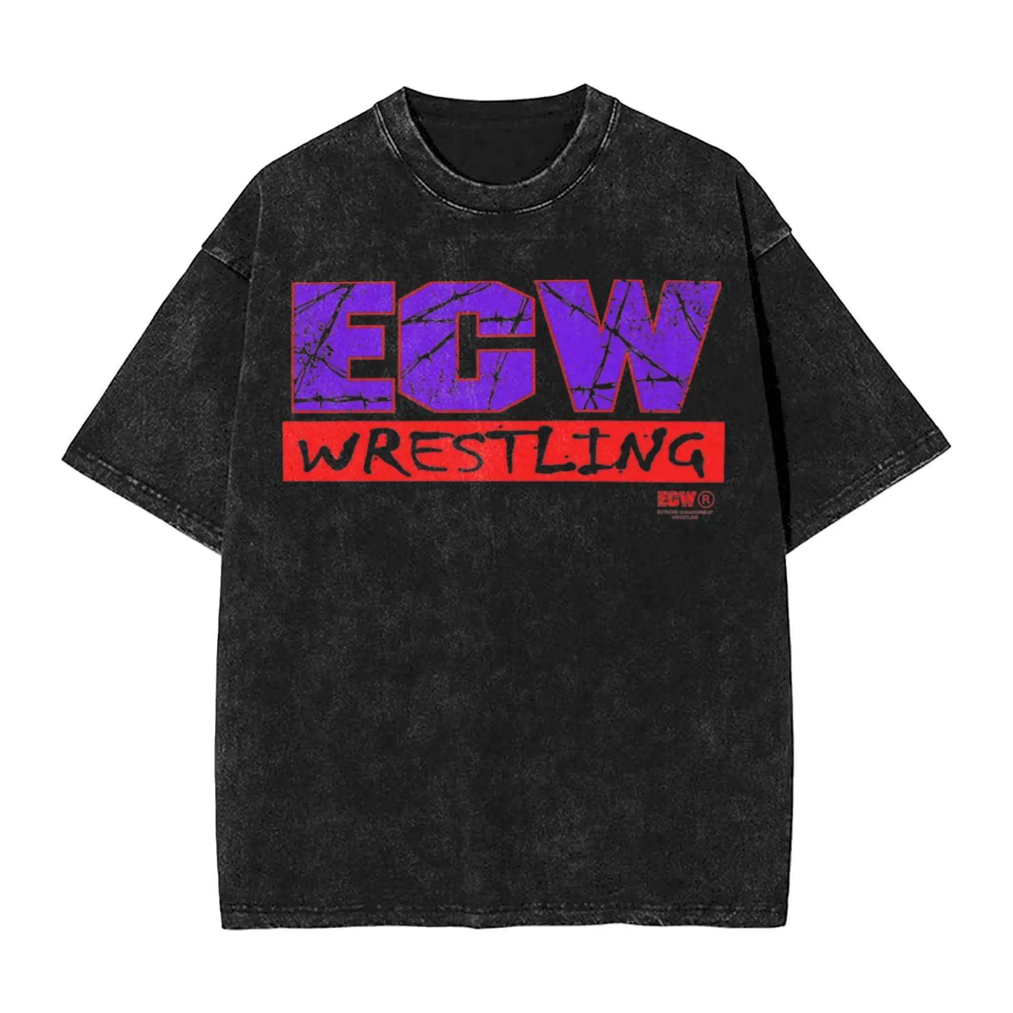 Oversized Washed T-Shirt Ecw Hardcore Wrestling  Simple T Shirts  Popular Tee Shirt for Man Beach Y2K Basic Casual Tees