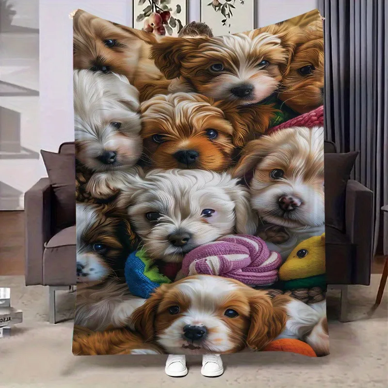 

Одеяло с милым щенком — мягкий уютный фланелевой плед