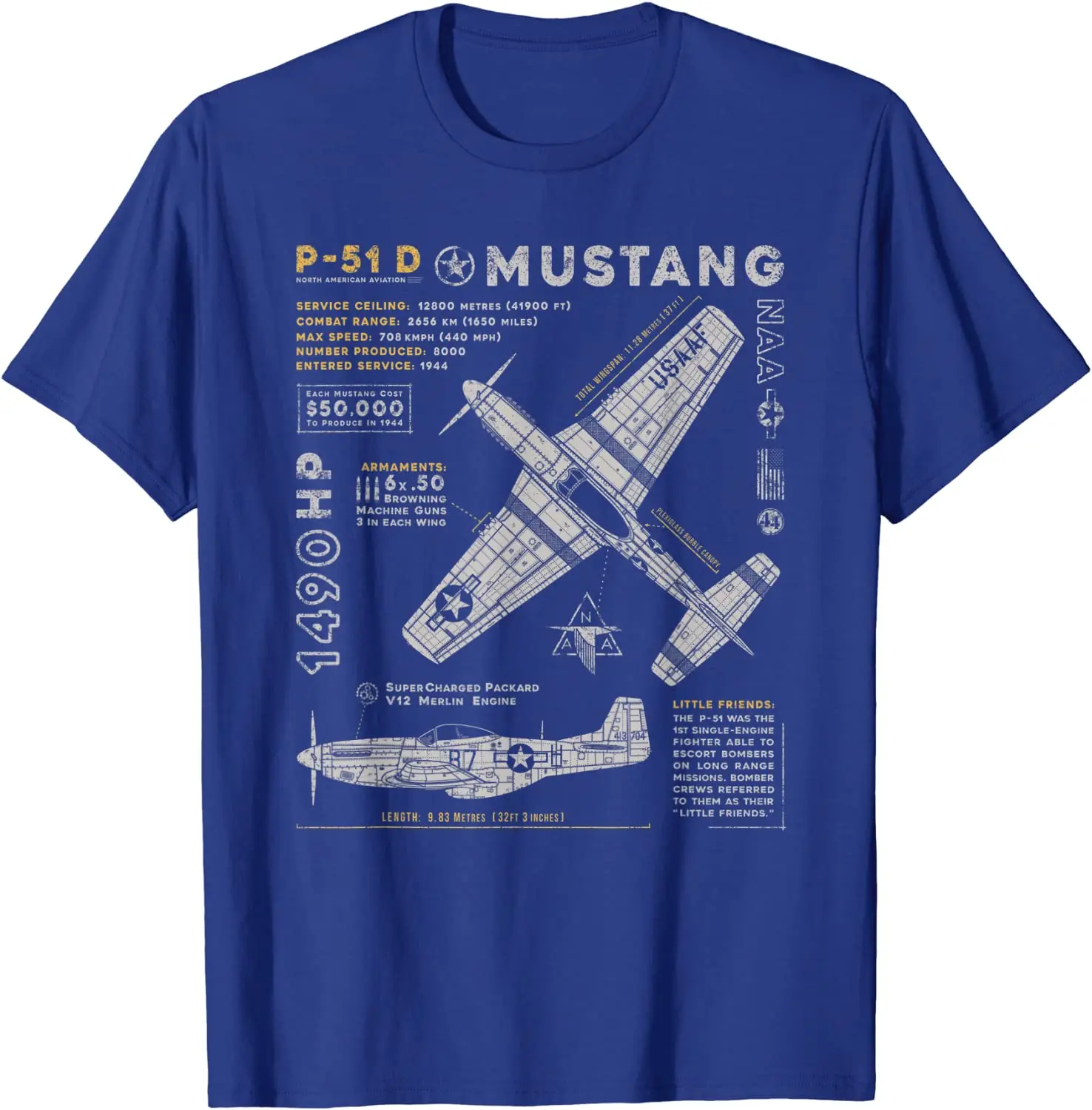 P-51 Mustang | North American Aviation Vintage Fighter Plane Men T-Shirt Short Casual 100% Cotton Shirts