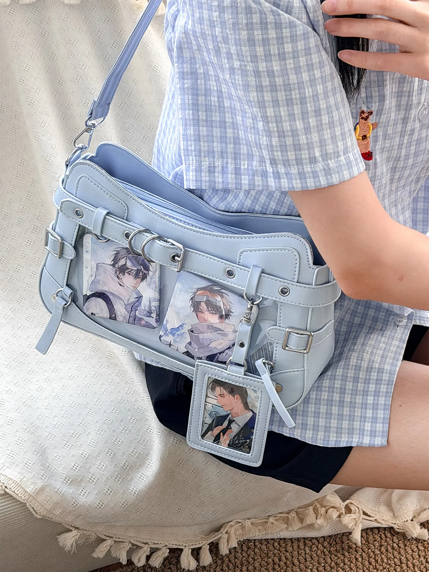 Japanese Daily Versatile Punk Locomotive Style Shoulder Messenger Bags Girl Transparent Bar Two-dimensional Lta Bag for Woman