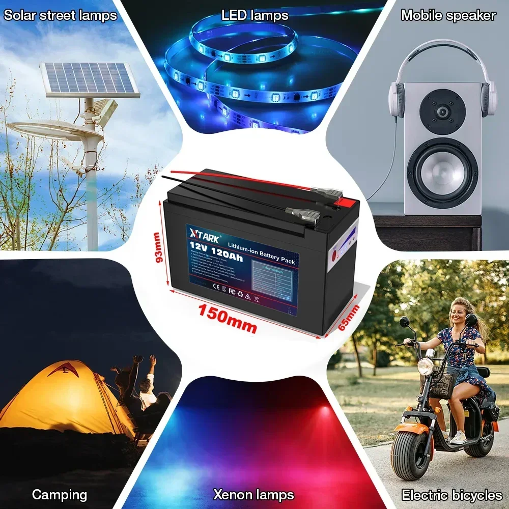 

Backup power supplies Battery 12V 120Ah Portable Rechargeable Battery Built-in Power display Port Charging