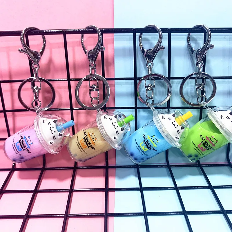 In stock new cat milk tea keychain accessories, bags, car pendants