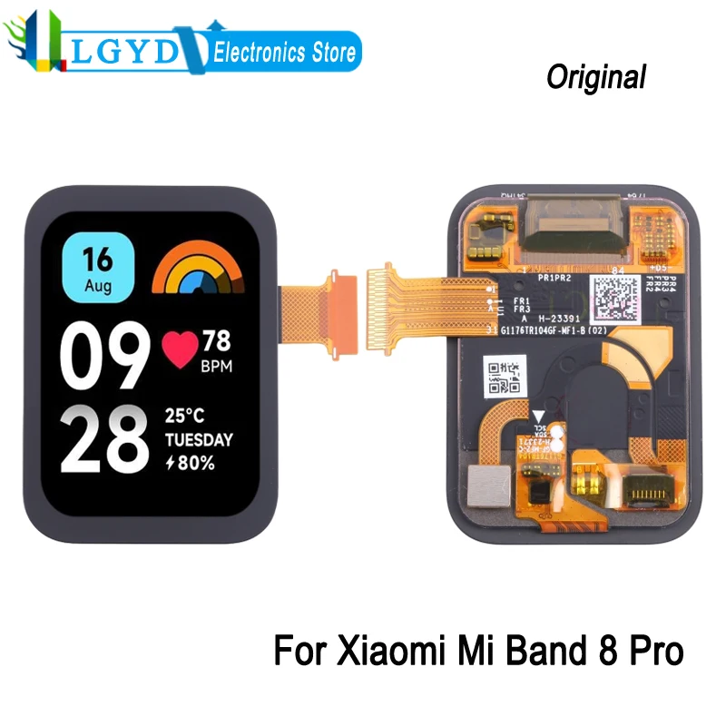 1.74-inch AMOLED Screen For Xiaomi Mi Band 8 Pro, M2303B1 Smartwatch LCD Display Touch Screen Full Assembly Replacement Part