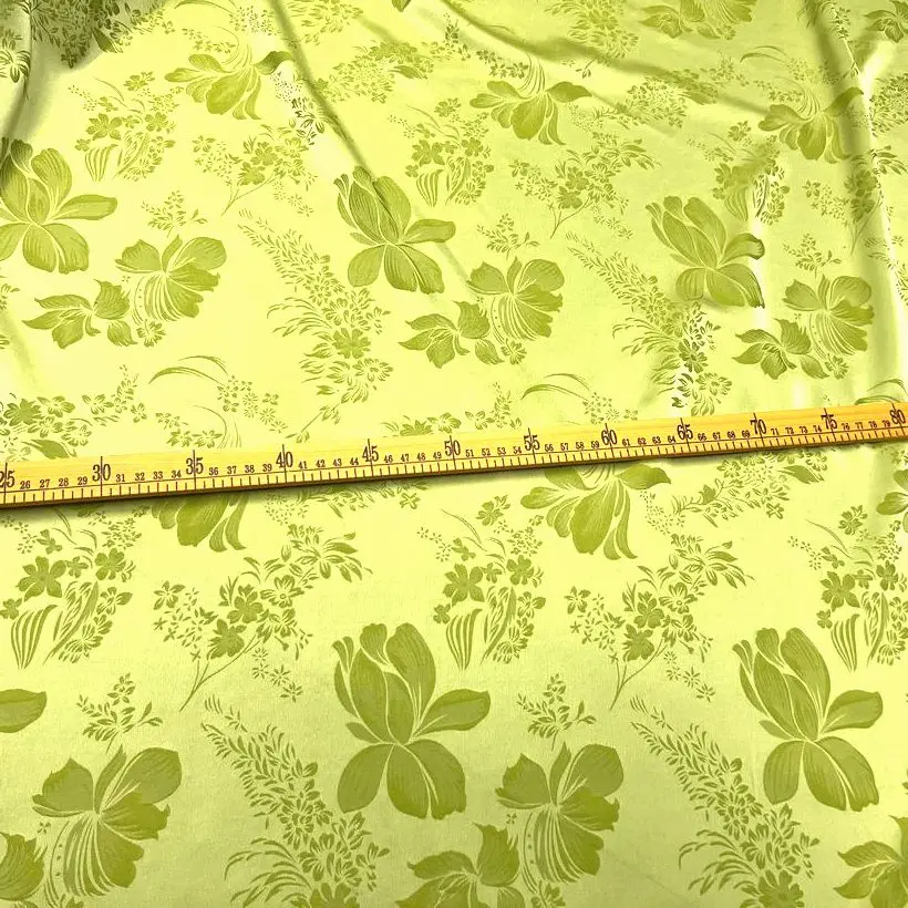 Neon Green Embossed Jacquard Fabric Brocade Design Sewing Material Sofa Cheongsam Dress Garment Fabric 150cm Sold By Half Meter view 5
