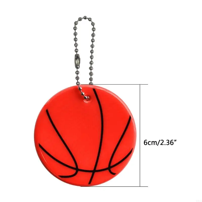 581E Basketball Safety Reflector Reflective Keychain PVC Pendant 11 couleurs