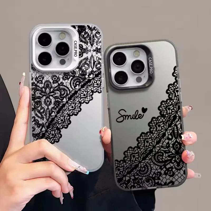 Lace pattern Matte Phone Case For Samsung S26 S25 S24 Ultra S23 S22 S21 S20 Plus S24FE S23FE S21FE Note20 Fall Prevention Cover