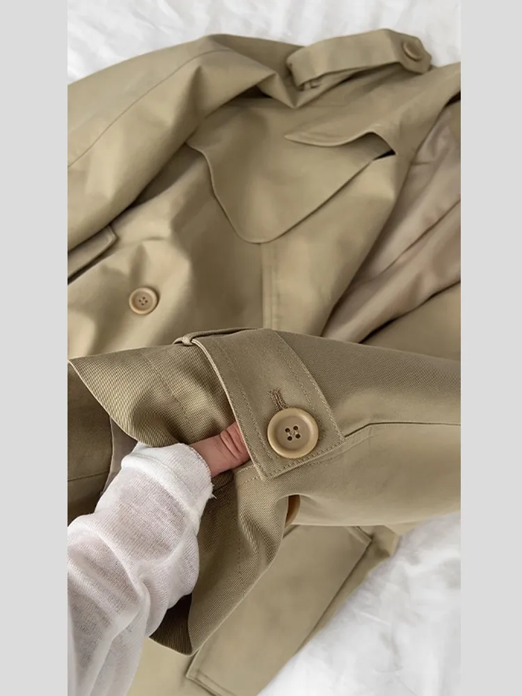 Fashion Lace Up Ruches Trenchcoat Vrouwen Solid Losse Revers Volledige Mouw Jassen Vrouwelijke Lente Herfst Dame Pendelen Jassen Nieuw