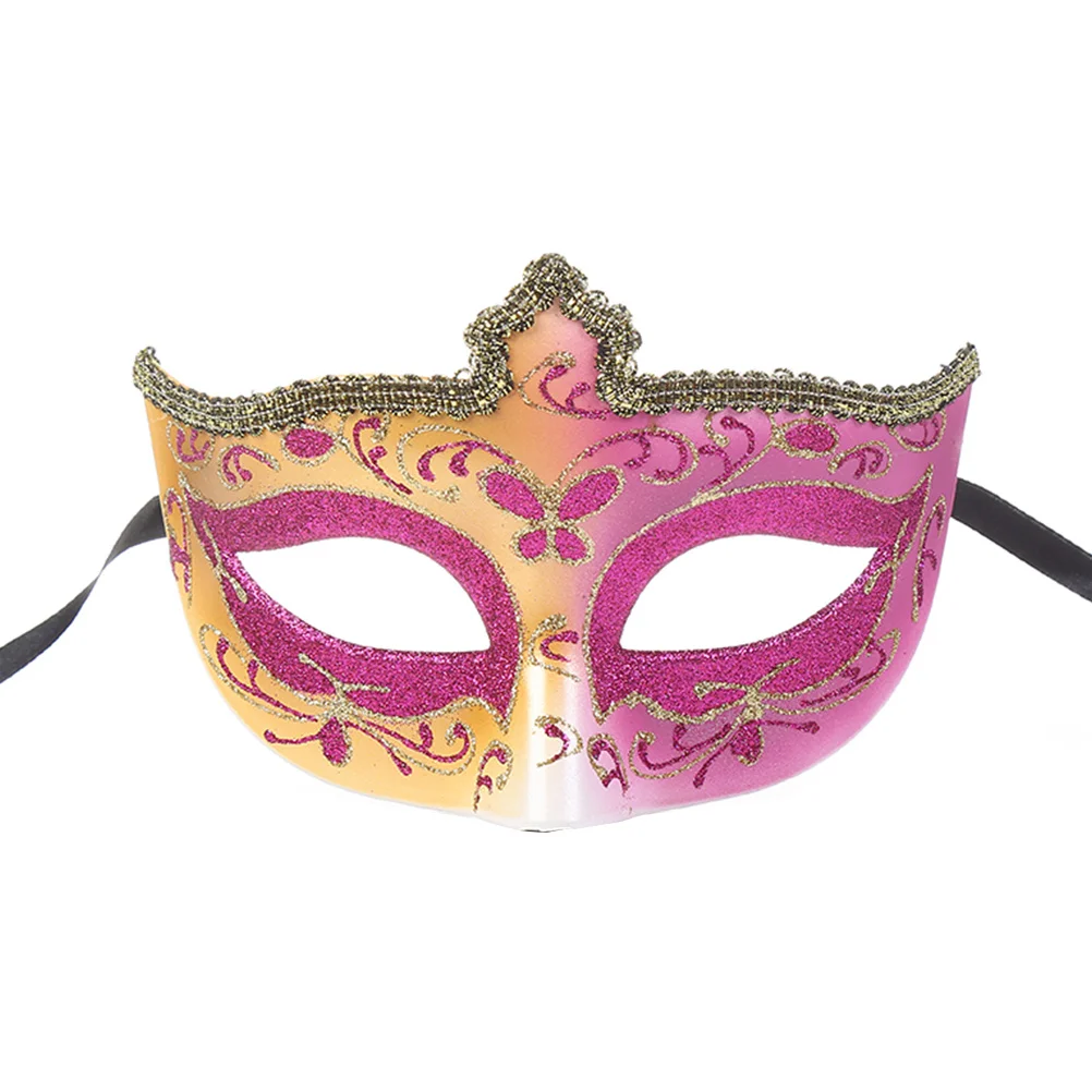 Half Face Mask Rosy Halloween Party Masquerade Cosplay Prop For Adults Teens Carnival Rave Wedding Dance Costume Accessory