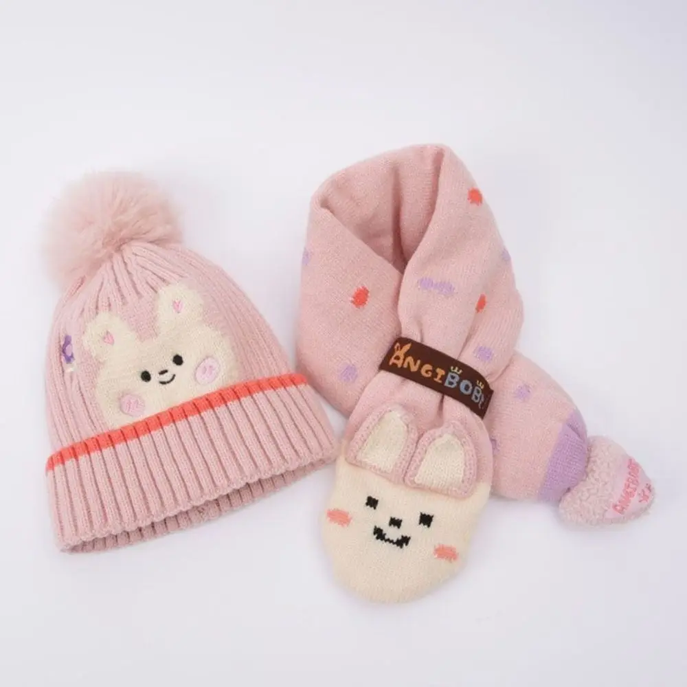 6 Colors Baby Woolen Hat Scarf Set Cotton Autumn Winter Ear Protection Bonnet Caps Baby Hat Hat with Earflaps Boys Girls