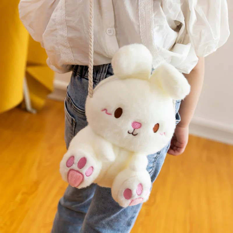 Cartoon Bunny Plush Bag Candy Multicolor Kawai Girl Messenger Bag Creative Cute Shoulder Bag for Girl Kids Backpack New