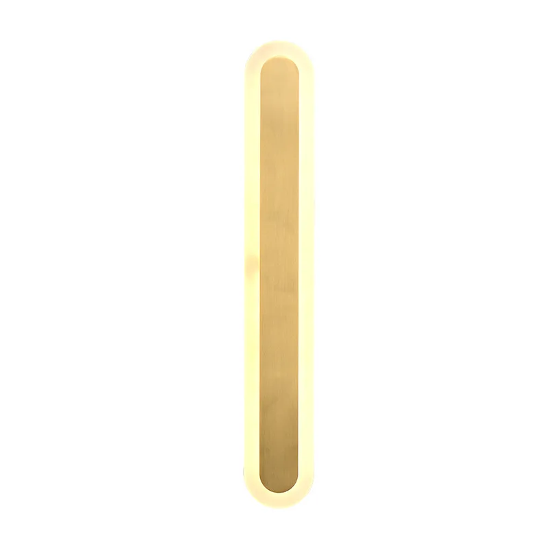 &*Q All copper modern simple long bedroom LED bedside wall lamp Nordic one-word surface decoration living room background