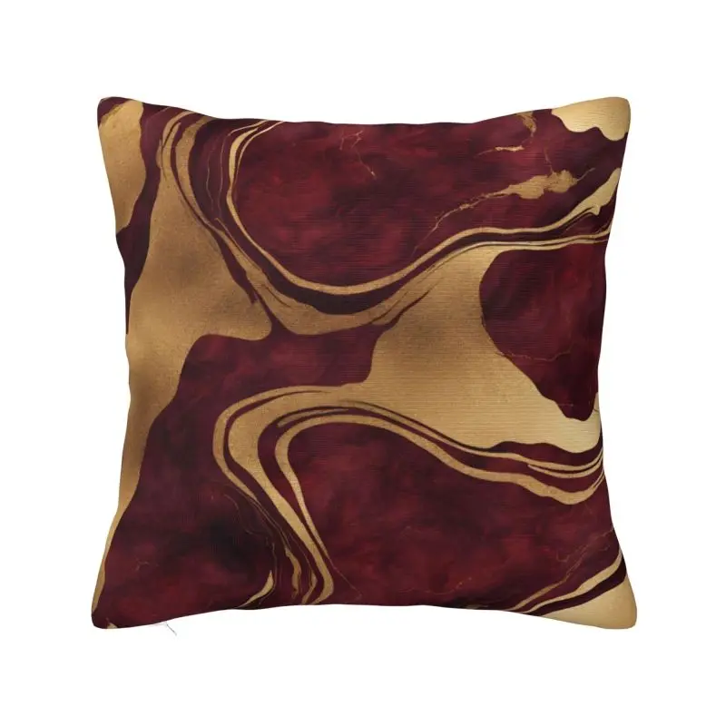 Custom Preppy Chic Modern Minimalist Gold Burgundy Marble Pillow Covers Nordic Cushion Cover Velvet Pillowcase