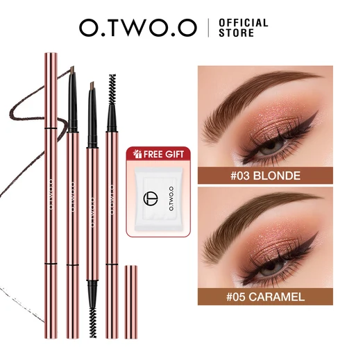O.TWO.O lápiz de cejas impermeable Natural de larga duración relleno suave pelusa moldeador mezclable lápiz de cejas de alto pigmento maquillaje de ojos