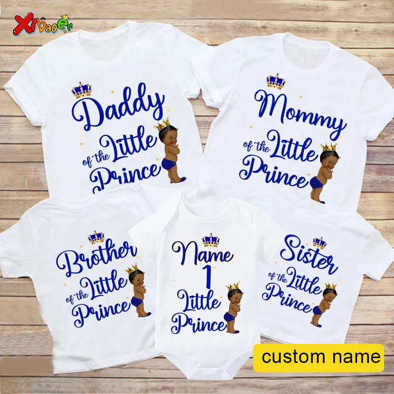 

Little Prince Matching Family Shirts Birthday Party Shirt Birthday Boy Baby Shower Shirts Outfits Personalized Name Baby Onesie