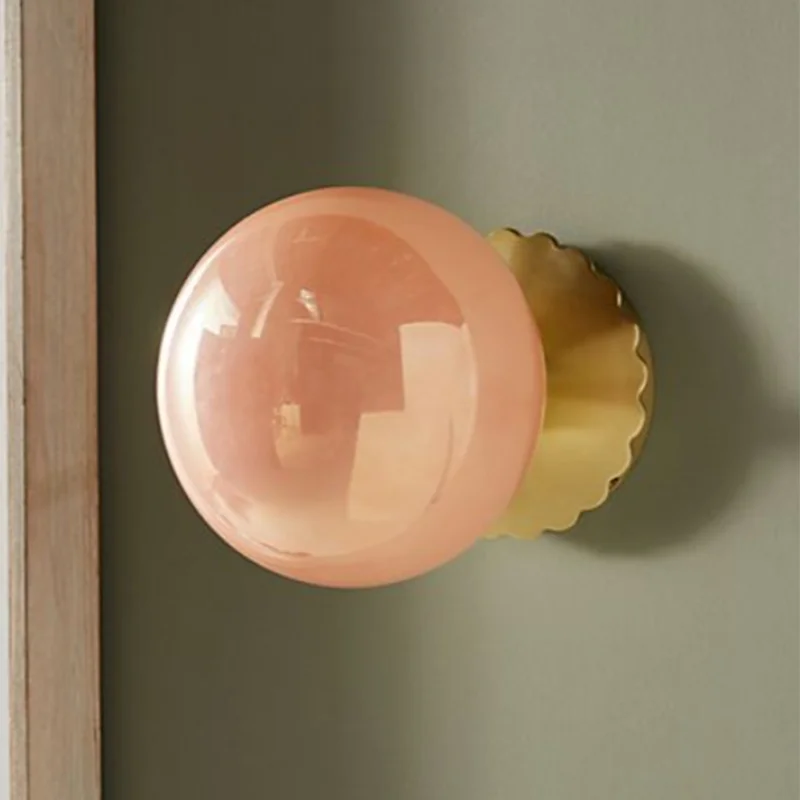 

Postmodern Luxury Glass Wall Sconce American Designer Living Room Pink Bedroom Bedside Decoration LED Lights Aisle Ceiling Lamp