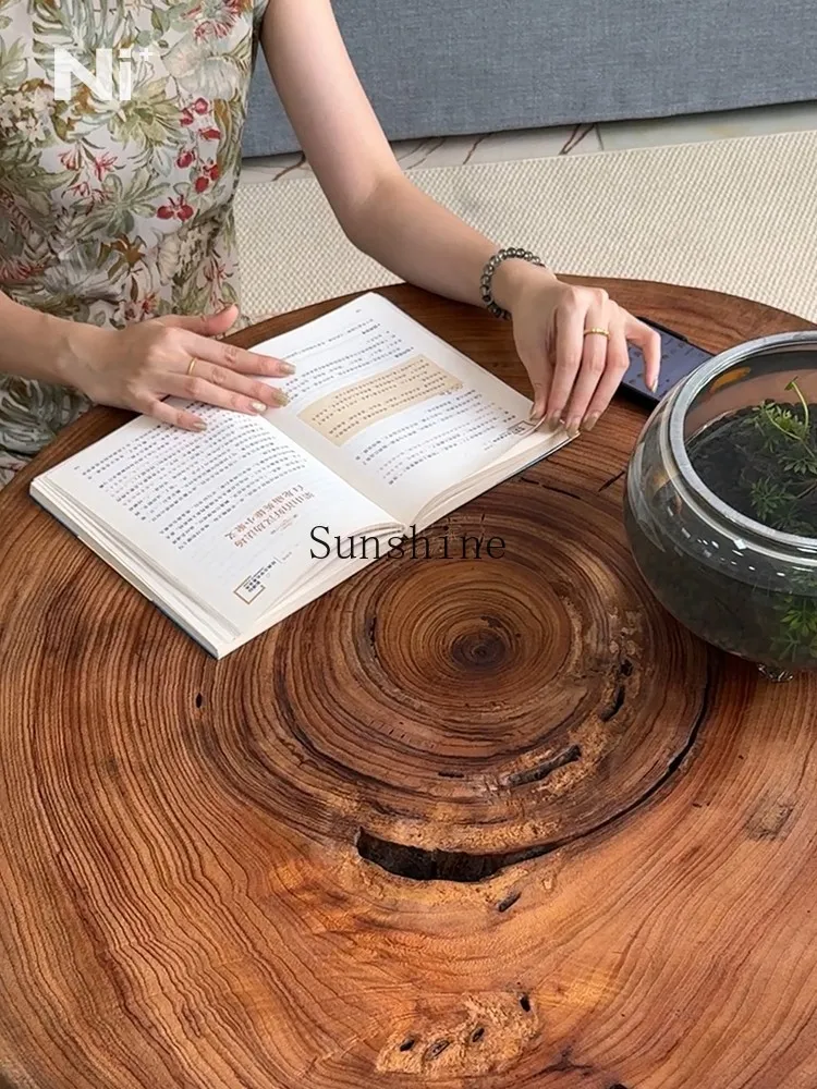 Mesa de centro redonda medieval francesa de madera maciza hotel B & B