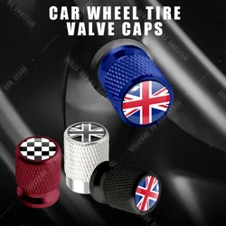 Car CNC Aluminum UK Flag Emblem For Mini Cooper Jaguar Land Rover Ford Opel Honda Nissan 4pcs Tire Valve Air Port Stem Cover Cap