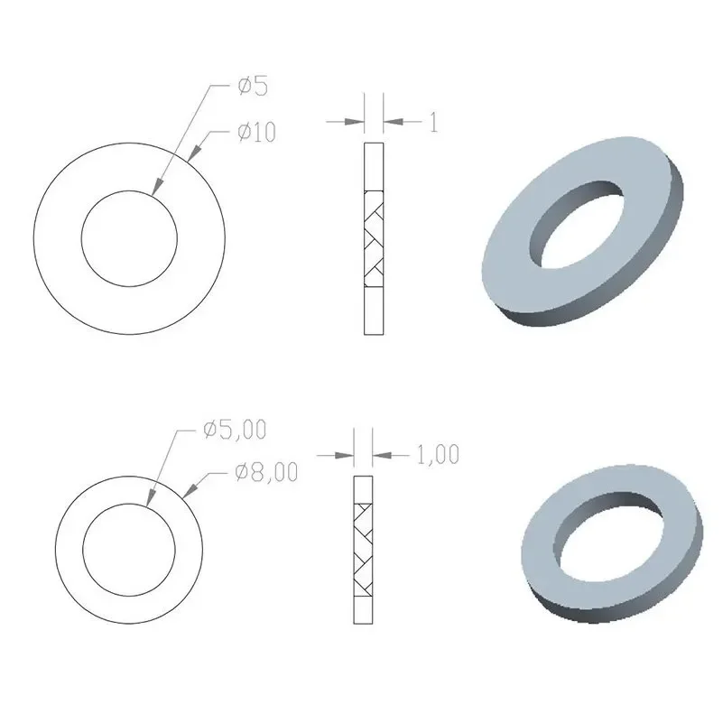 100Pcs M5 1mm 304 Stainless Steel Adjusting Ultrathin Shim Gasket Ultra Thin Flat Washer High Precision Spacer 3D Printers Parts