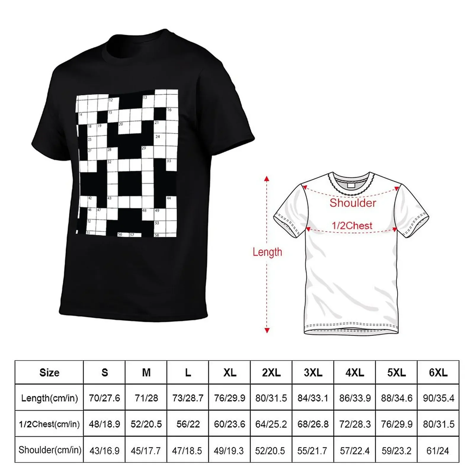 Crosswords Thinking T-Shirt Short sleeve tee summer clothes mens graphic t-shirts hip hop