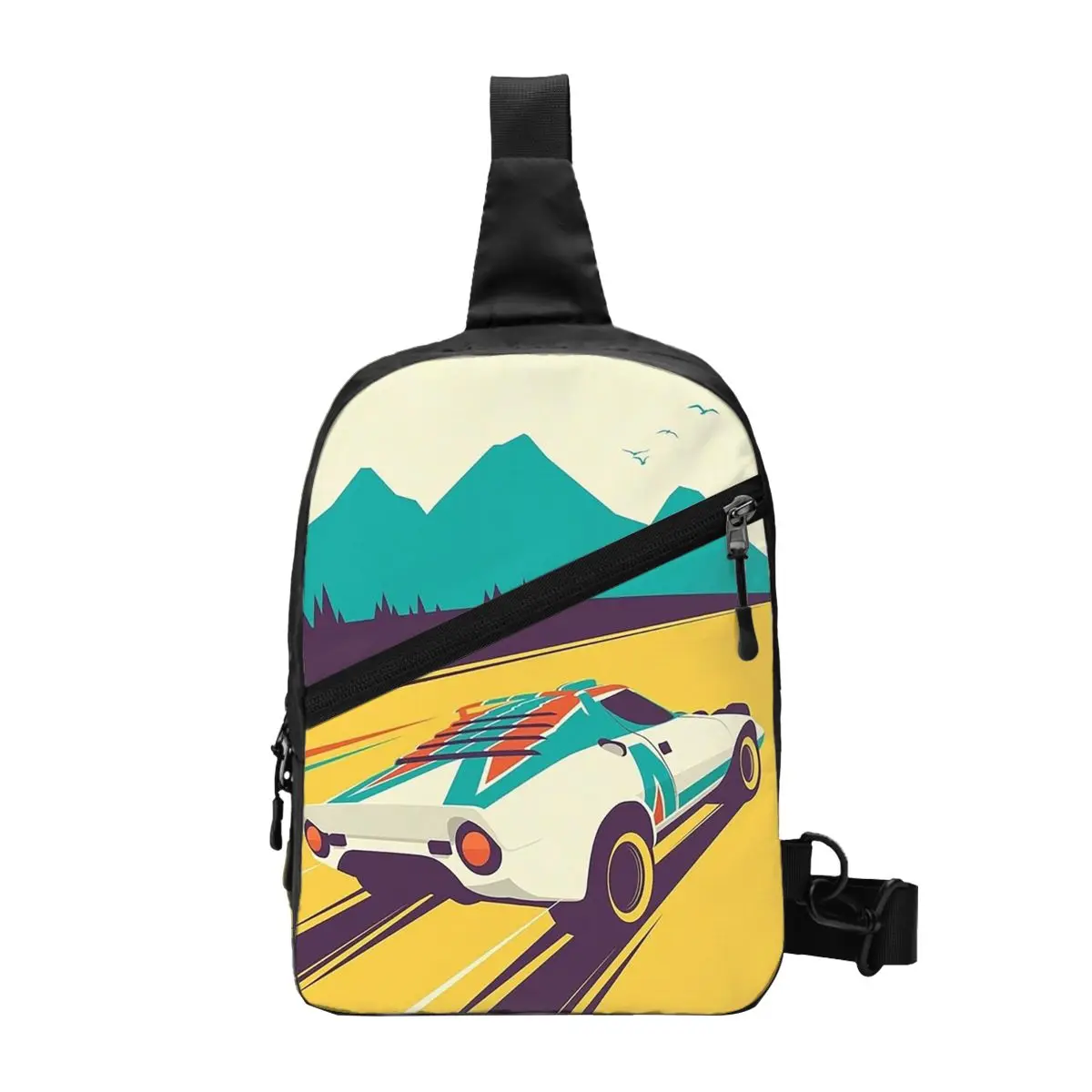 Lancia stratos arte impressão saco de peito masculino estilingue crossbody mochila saco de peito viajar caminhadas daypack bolsa de ombro