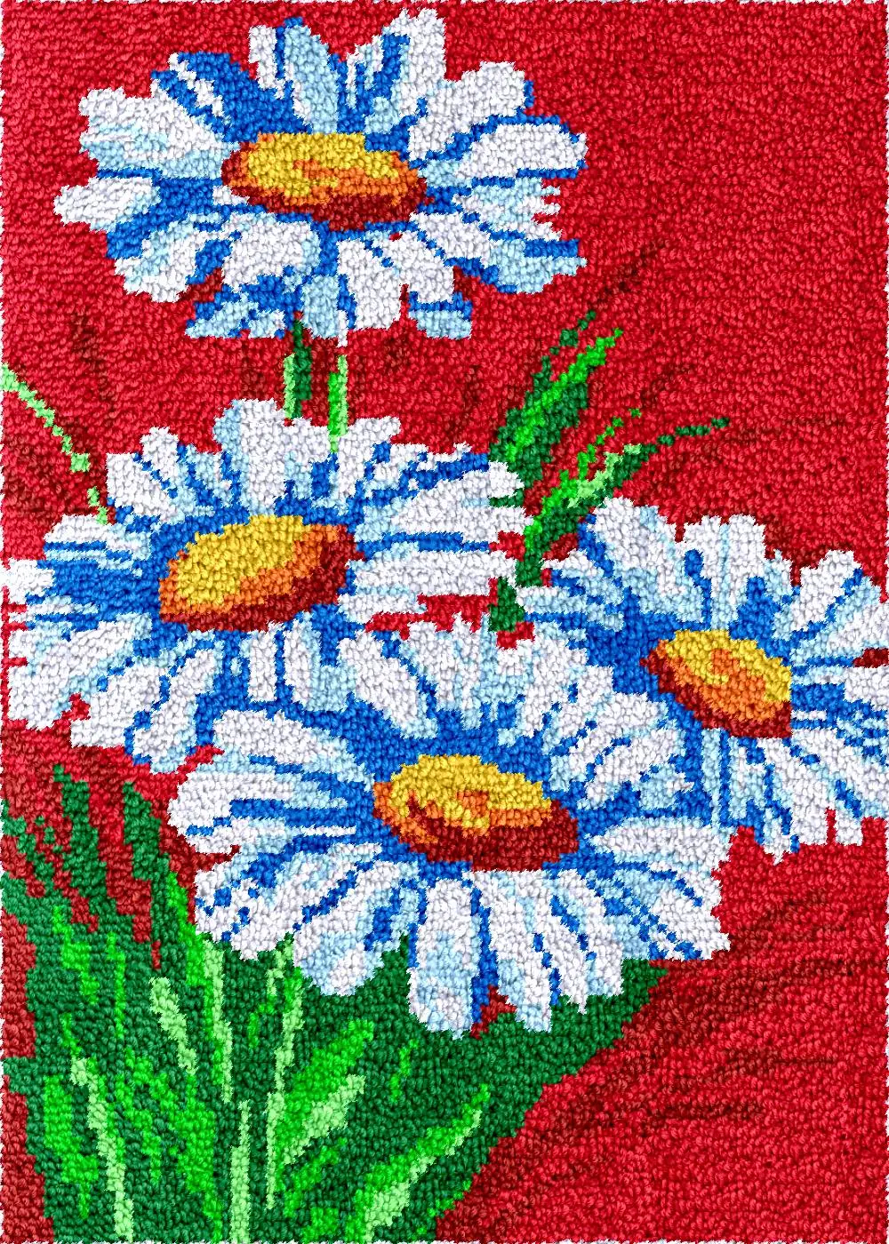 

Flowers latch hook rug kits crafts accessories and materials plastic canvas Knot tapestry Diy bag Daisy carpet embroidery set