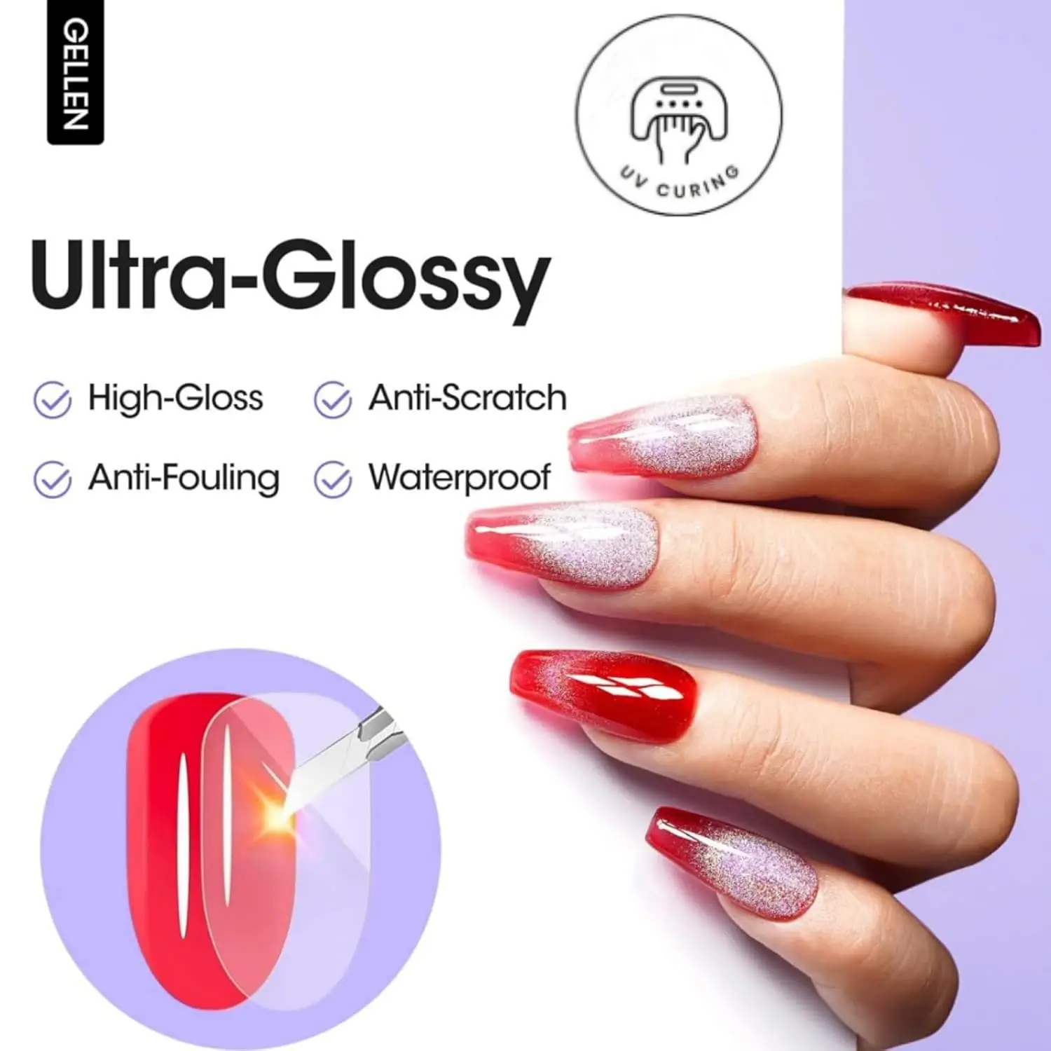 GELLEN Gel per unghie Top Coat 18ML Bottiglia grande Ultra Gloss Superior Shiny Unghie Smalto Finitura Lunga durata Lucido Manicure Art Fai da te