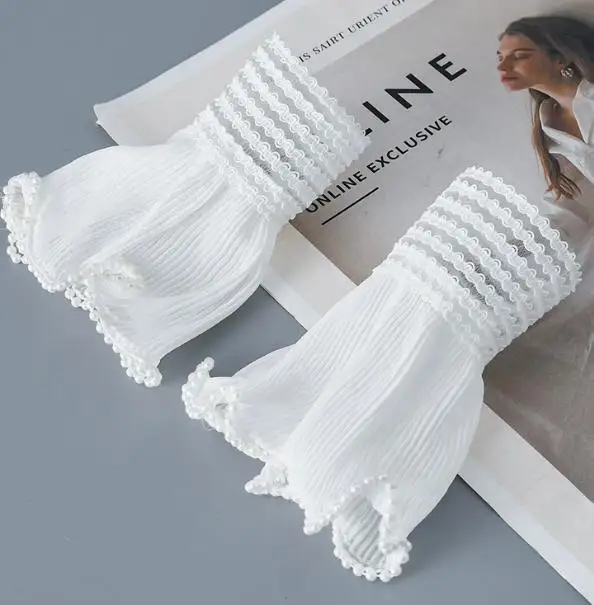 

1 пара кружевных съемных манжет на рукавах, многослойные грелки с рюшами и цветочным принтом, украшение для свадебной вечеринки, искусственные рукава, искусственный рукав