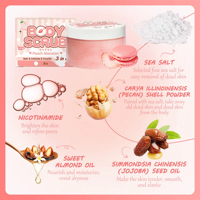 Fruity Body Scrub Remove Grease, Clean Body And Bath Salt. Moisten Prevent Dry Skin Scrub Cream Body Cleaning Products