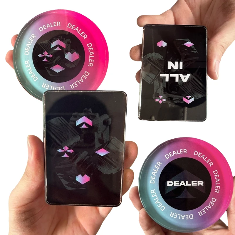 مجموعة كاملة من أزرار تاجر البوكر الزجاجية الممتازة: أزرار أعمى صغيرة وكبيرة مميزة لنمط كازينو تكساس هولدم