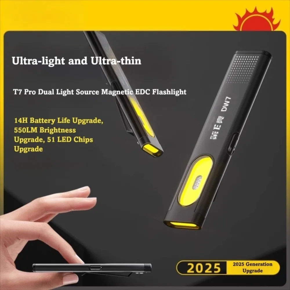 Mini lampe torche Rechargeable USB, Base magnétique, sortie 550Lm, lampe de poche LED, 6 modes, haute luminosité, Portable