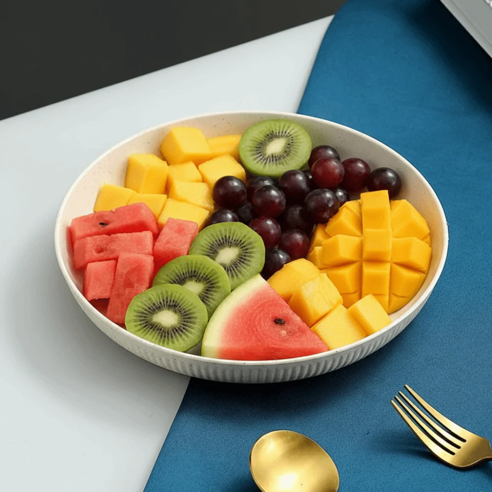 

8PCS Household 9 in Plastic Dinner Plates Striped Pattern Unbreakable Camping Plate Microwave Safe Lightweight Snack Dish Party