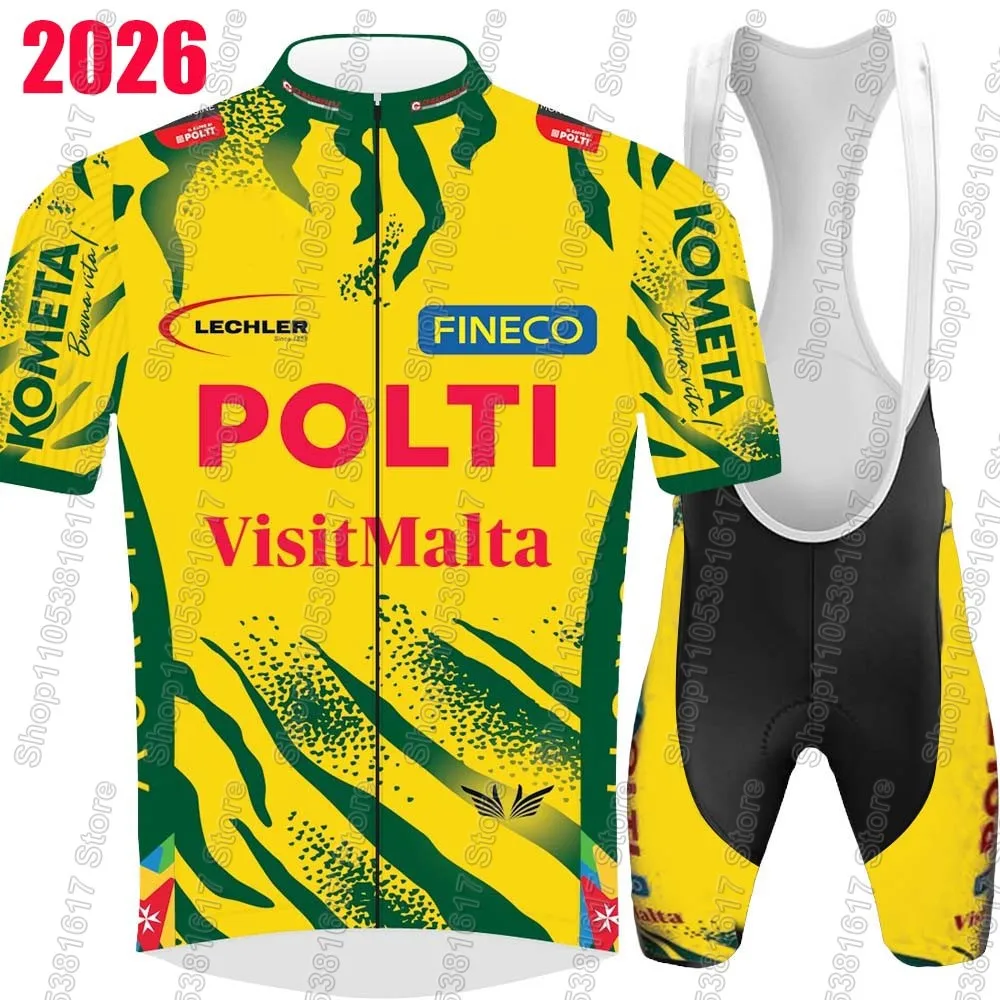 Conjunto de Ciclismo Polti Visitmalta Team 2026, Ropa de Ciclismo de Verano, Camiseta de Ciclismo de Carretera, Pantalones Cortos con Tirantes, Ropa de Ciclismo MTB, Maillot