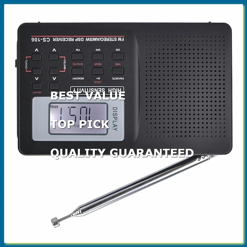 Mini Radio FM/AM/SW/LW/TV Sound Full Band Receiver Pocket Portable Alarm Clock Stereo Radio with 3.5mm Earphone