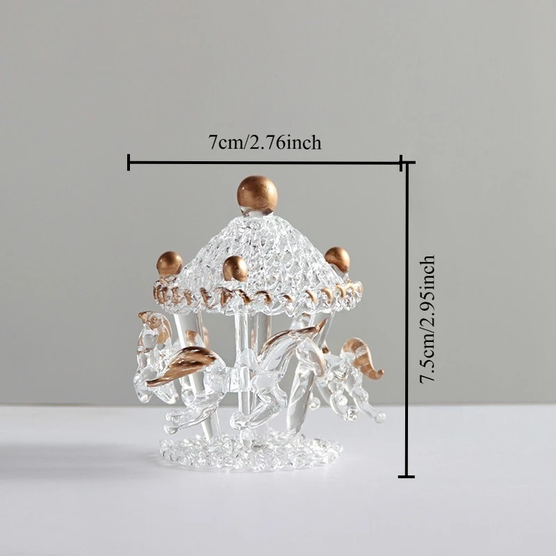 Christmas Gift Glass Carousel Ornament Decorative Craft Piece Colored Glaze Christmas Set Miniatures Ornaments Home Decoration