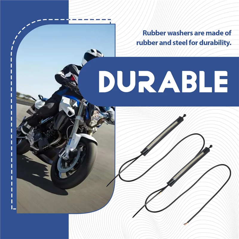 A21F-Flexible Switchback Dual-Color White & Amber Motorcycle LED Fork Turn Signal DRL Daytime Running Light Waterproof