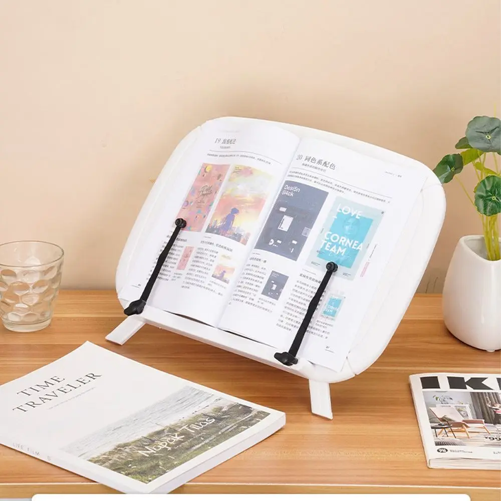 

Simple Adjustable Reading Book Stand Sturdy Foldable Desktop Riser Ergonomic Elastic Page Clips Book Holder Magazines