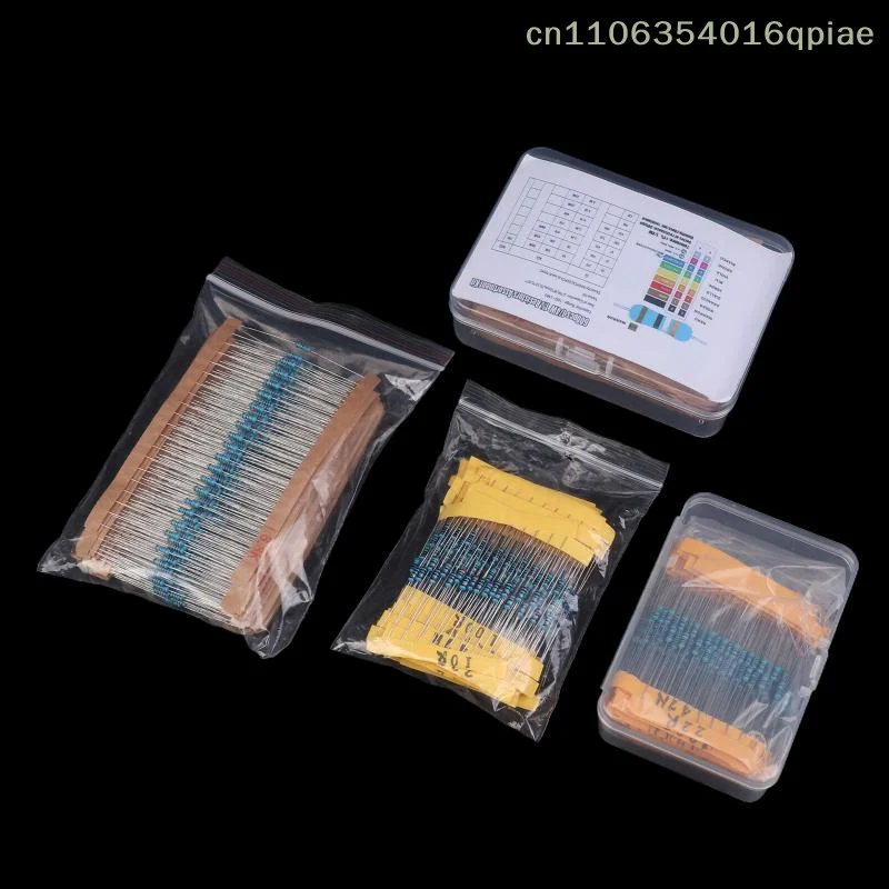 

（Summer4）300/600 Pcs 1/4W Metal Film Resistor Kit 1% 0.25W Resistors Kit 10Ω~1MΩ Colored Ring Resistance Electronic Kit