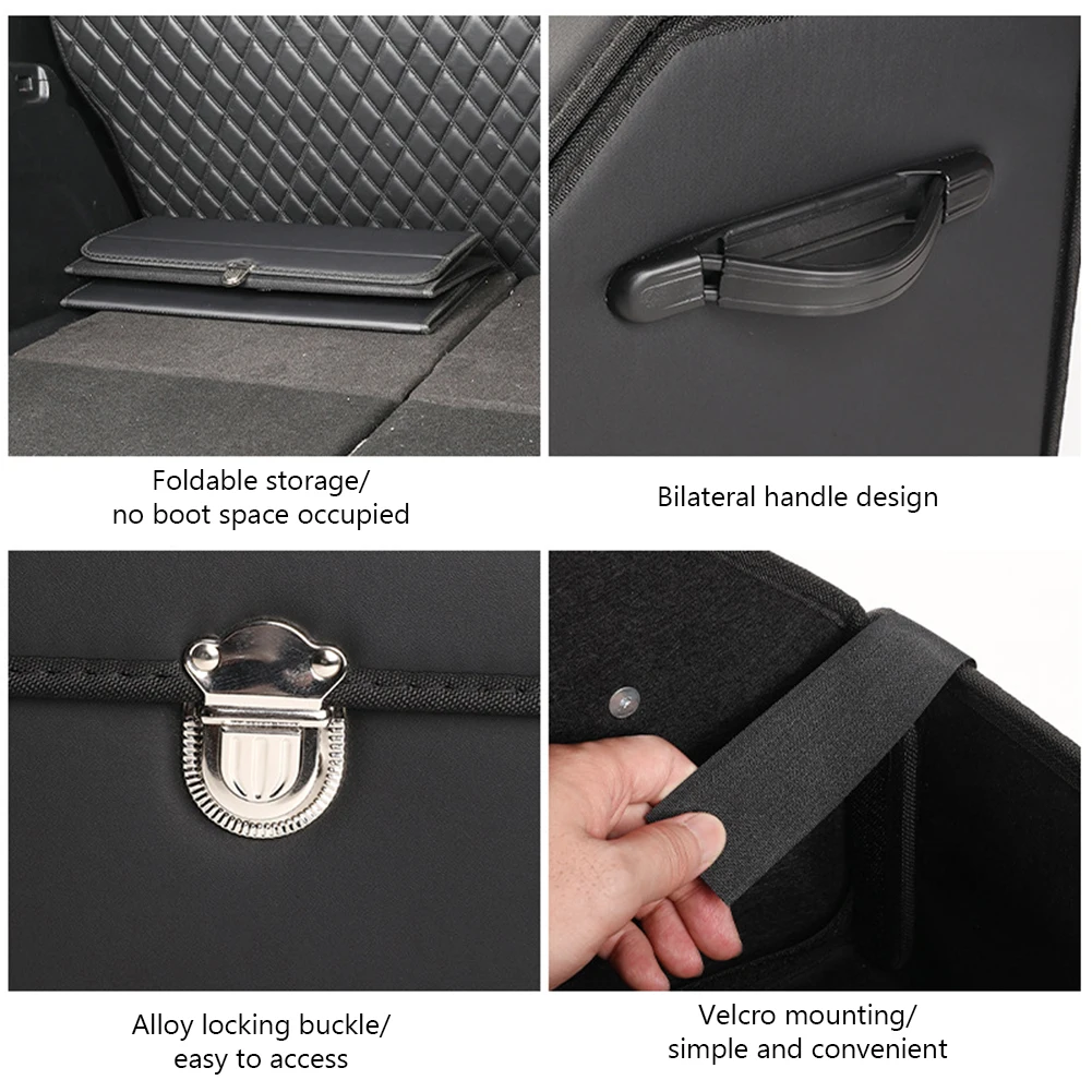 

Car Trunk Storage Box PU Leather Auto Multiues Tools Storage Box Large Capacity Car Trunk Organizer Box Car Accessories