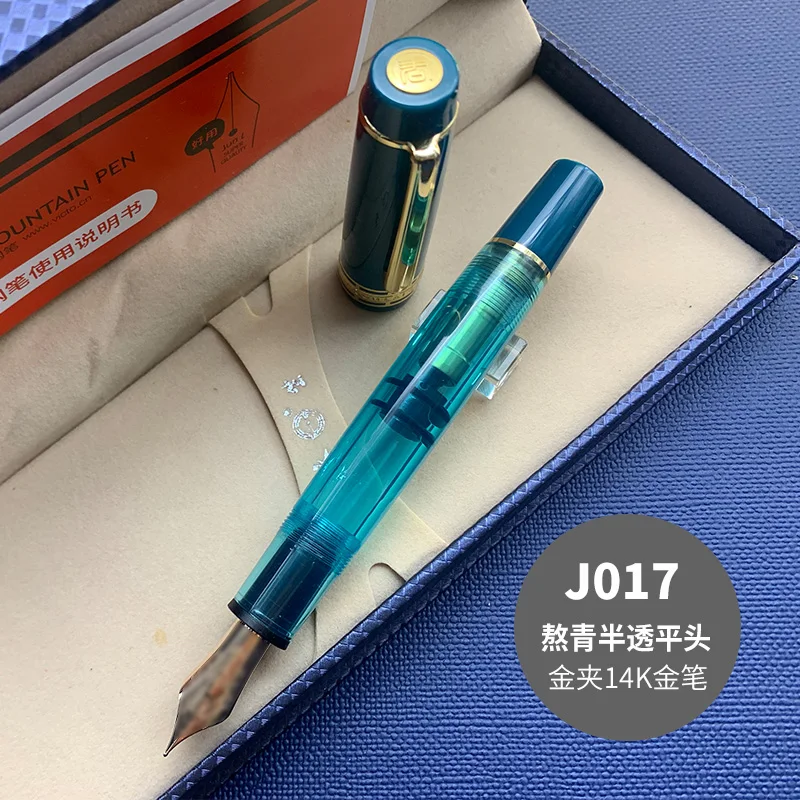 Wing Sung 630 Fountain Pen 14K Gold Nib Wave Long Knife Nib Piston Gold Clip Resin Pen Stationery Business Writing Gifts