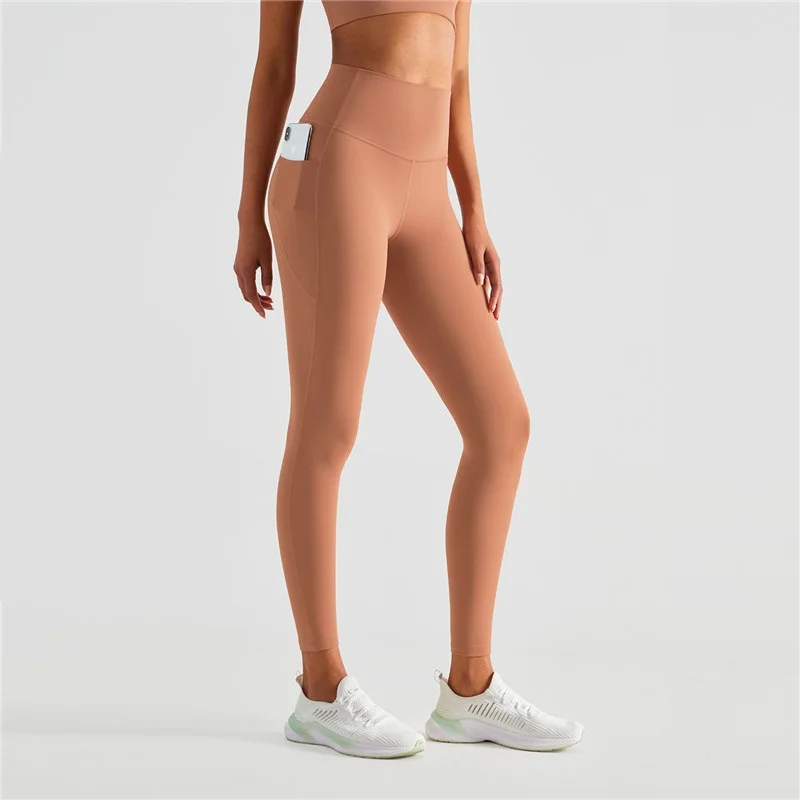 Solid Color Comprehensive Training Soft Women Sports Pants Tight Run Gym Clothing Gym Legging Yoga Workout Fintess Side Pocket