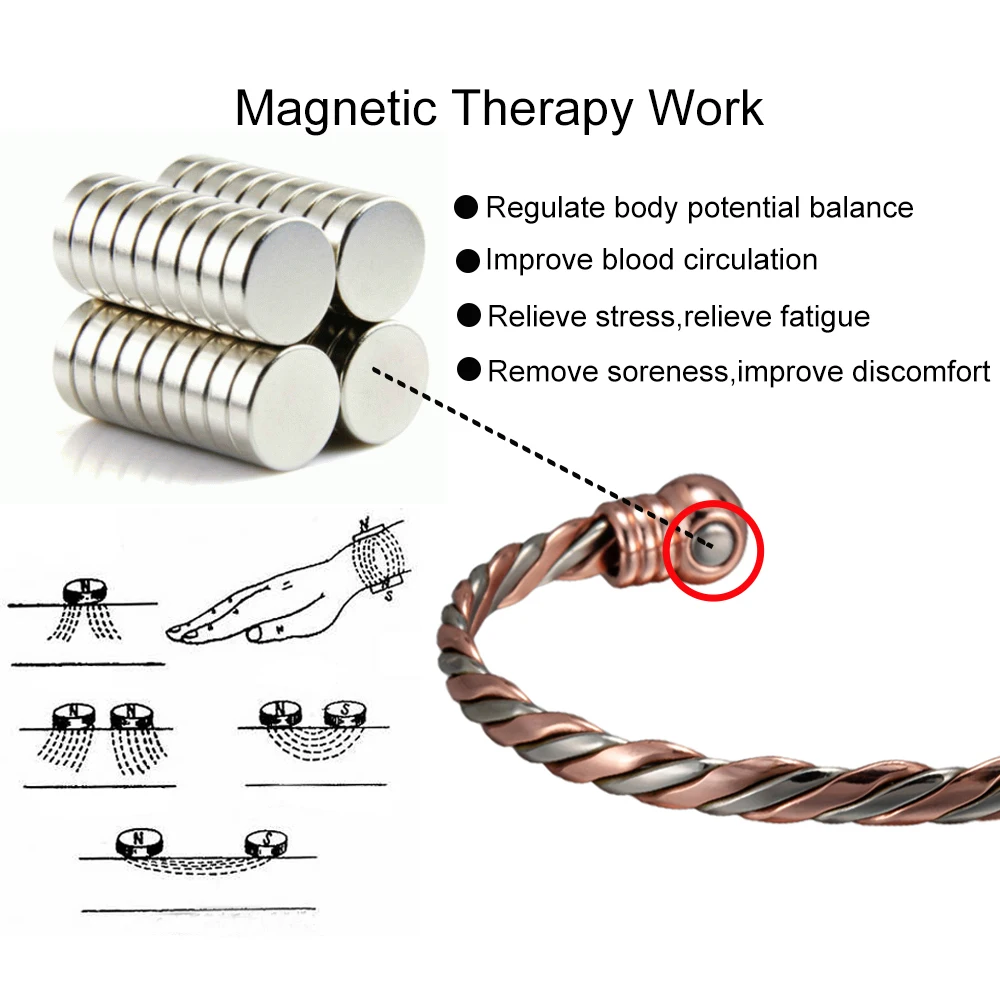 Vinterly Pure Copper Bracelets Magnetic Braided Twisted Adjustable Bangle Arthritis Relief Health Magnet Jewelry Anti Radiation