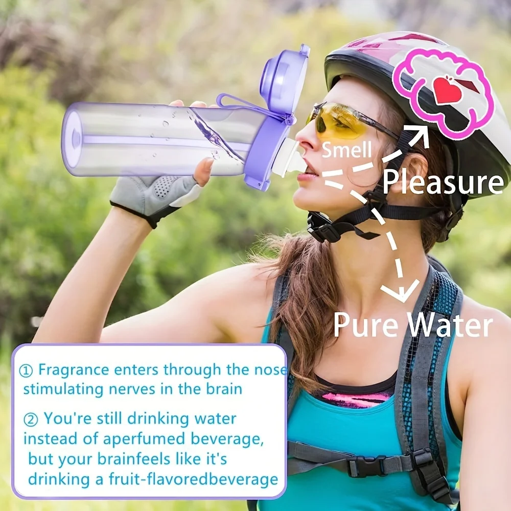 Sports Air Water Bottle BPA Free Drinking Bottles 650ML Fruit Fragrance Water Cup with 7 Flavour pods Outdoor Tableware